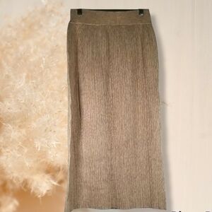 UCHUU Montréal Taupe Rib Knitted Straight Skirt